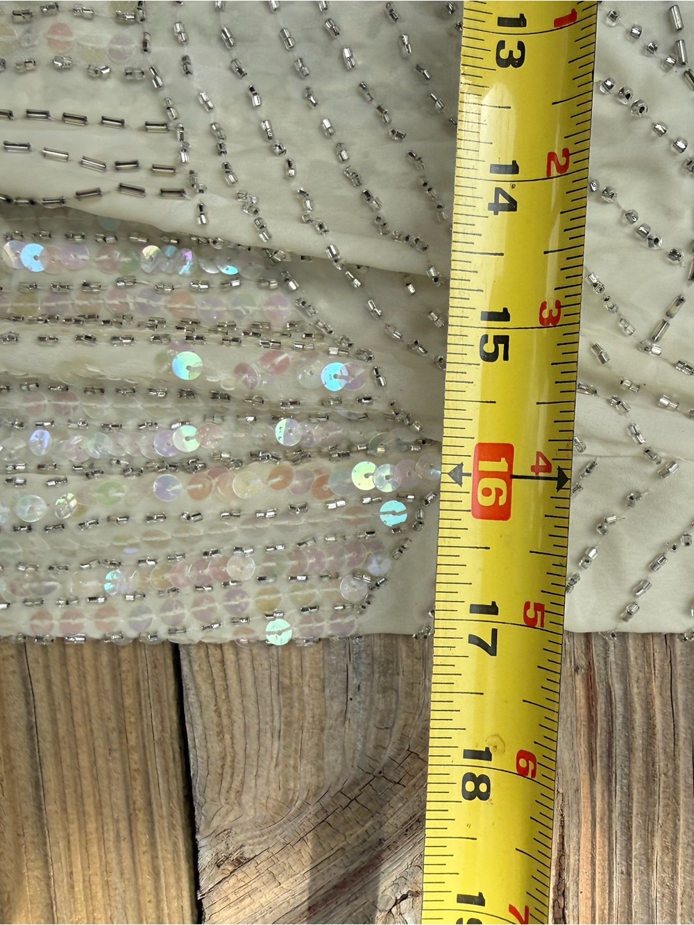 Vintage beaded cache cream dress wedding bride formal large - Picture 11 of 16